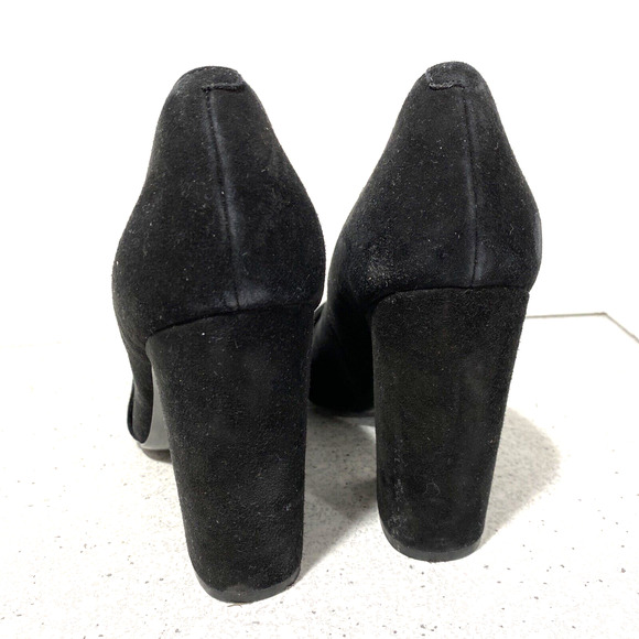 Nine West Holliman black suede pumps US 8M dressy career high heel shoes dressy - Picture 3 of 10